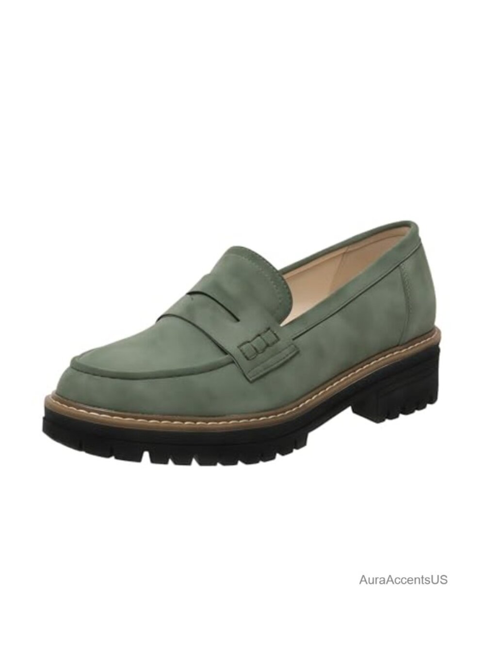 Suede Platform Penny Loafers Slip On Chunky Round Toe Work Walking Shoes